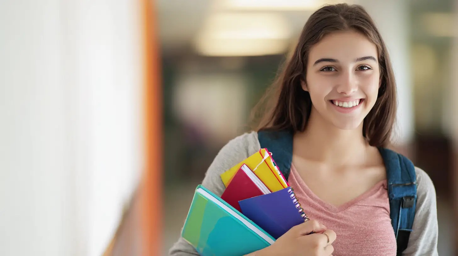 Studentessa con quaderni durante un percorso di recupero anni scolastici a Gorizia