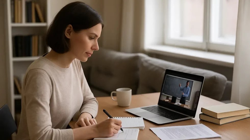 Studentessa segue online una lezione del percorso di recupero anni scolastici a Gorizia